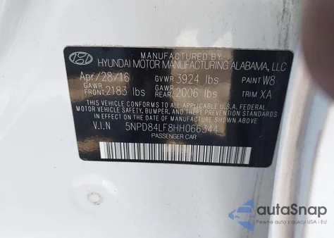 2017 Hyundai Elantra Limited из США, поврежденный, VIN 5NPD84LF8HH066344